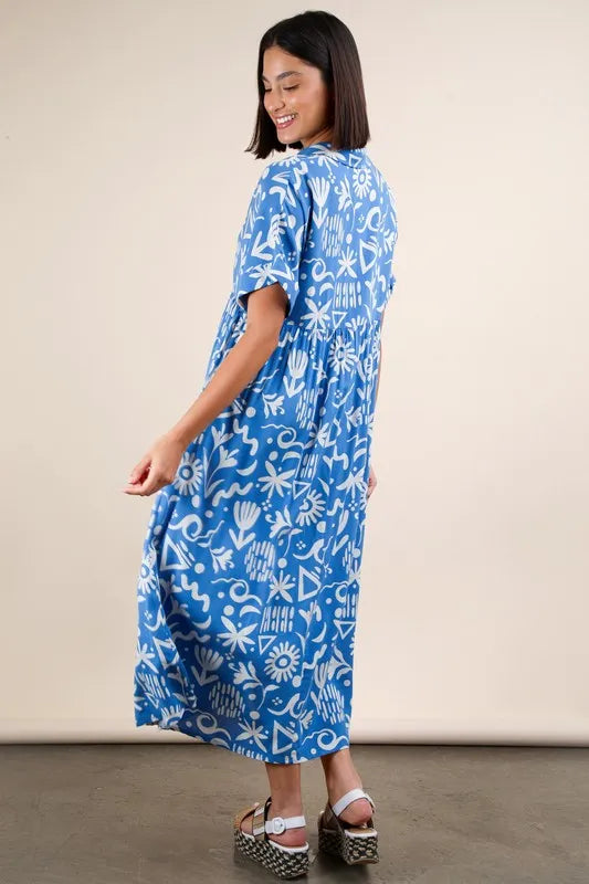 GeeGee Plus Size Oversized Printed Shirt Midi Dress - LoveNest Treasures