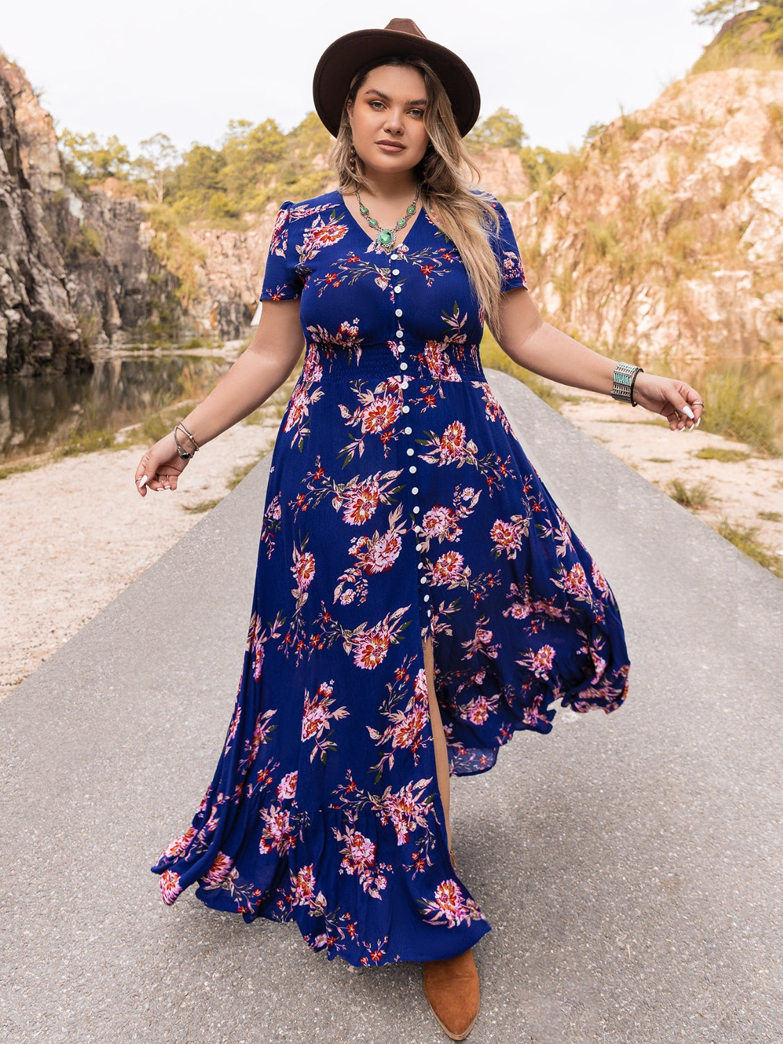 Plus Size V-Neck Maxi Dress - LoveNest Treasures