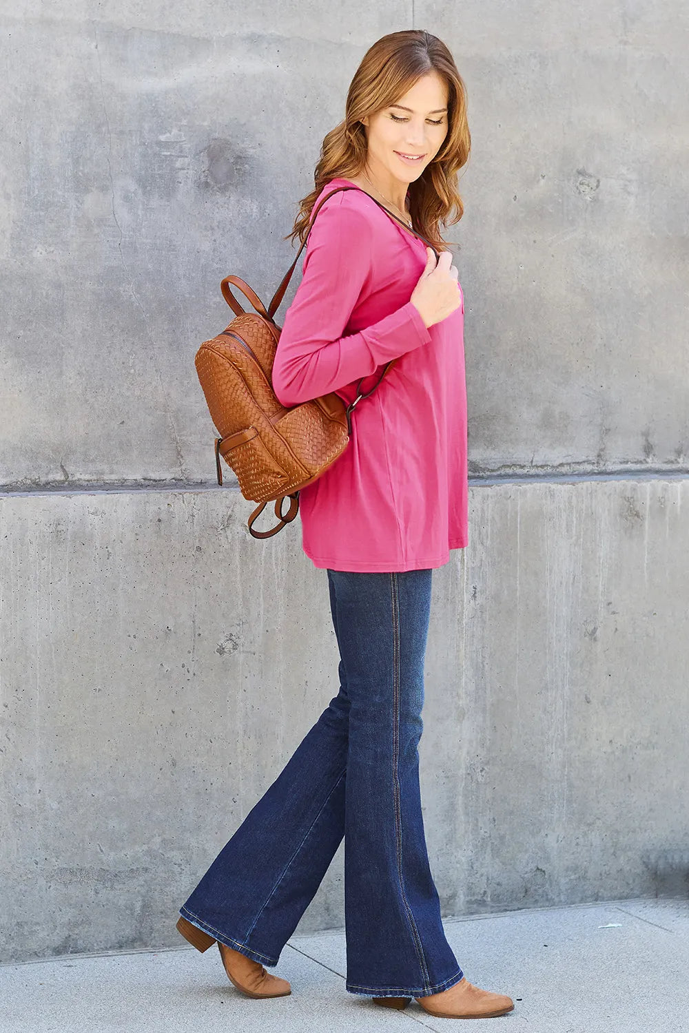 Basic Bae Full Size V-Neck Long Sleeve Top - LoveNest Treasures