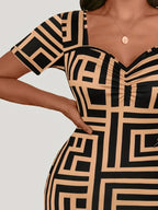 Plus Size Sweetheart Neck Short Sleeve Mini Dress - LoveNest Treasures
