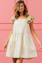 BiBi Flower Embroidered Floral Print Sleeve Dress - LoveNest Treasures