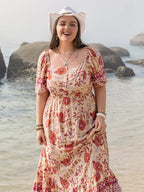 Plus Size Printed Square Neck Ruffle Hem Dress - LoveNest Treasures