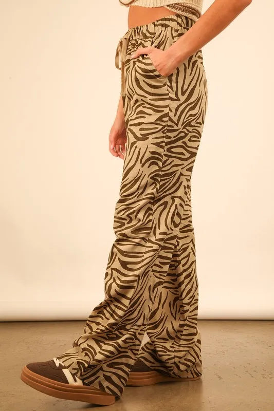 VERY J Animal Print Linen Wide Leg Pants - LoveNest Treasures