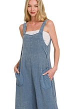 Zenana Double Gauze Washed Wide Leg Overalls - LoveNest Treasures