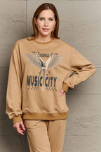 Simply Love Simply Love Full Size Round Neck Dropped Shoulder MUSIC CITY Graphic Sweatshirt - LoveNest Treasures