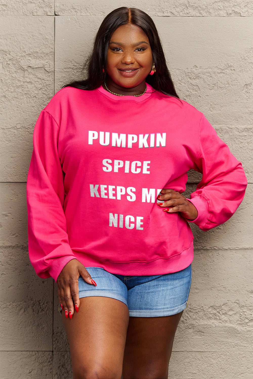 Simply Love Full Size Letter Graphic Sweatshirt - LoveNest Treasures