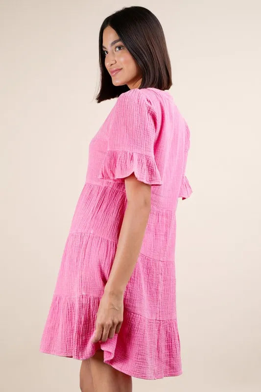 PerFee Plus Size Mineral Washed Woven Mini Dress - LoveNest Treasures