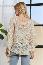ADORA Boat Neck Crochet Lace Cover Up - LoveNest Treasures