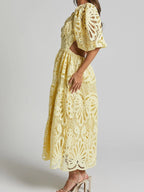 Cutout Back Lace Crochet V-Neck Dress - LoveNest Treasures