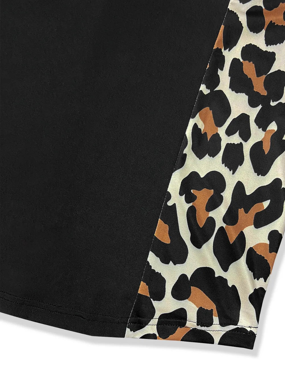 Plus Size Leopard Round Neck Long Sleeve Dress - LoveNest Treasures