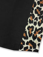 Plus Size Leopard Round Neck Long Sleeve Dress - LoveNest Treasures