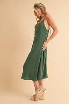 Aemi+Co Side Button Midi Cami Dress - LoveNest Treasures