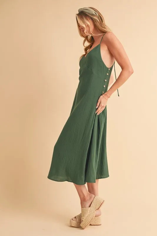 Aemi+Co Side Button Midi Cami Dress - LoveNest Treasures