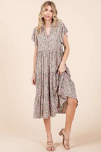 Mittoshop Abstract Print Ruffle Tier Midi Dress - LoveNest Treasures