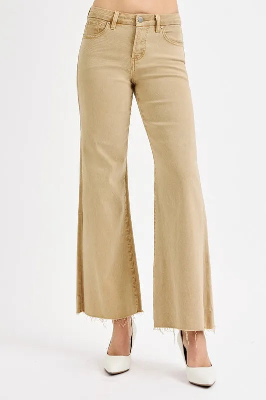RISEN Full Size Raw Hem Wide Leg Jeans Plus Size - LoveNest Treasures