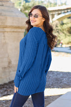 Basic Bae Full Size Ribbed Round Neck Long Sleeve Knit Top - LoveNest Treasures