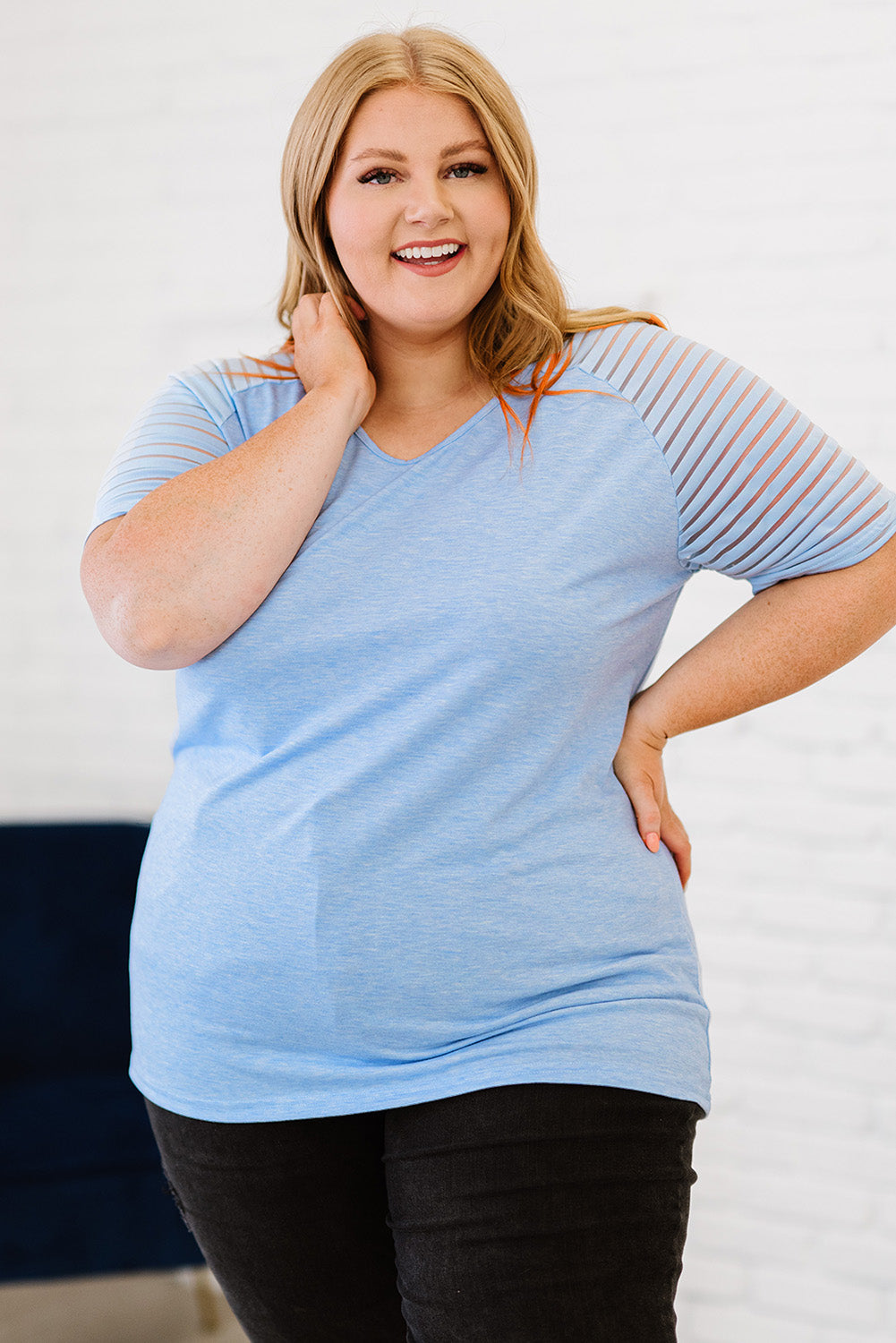 Plus Size V-Neck Raglan Sleeve Tee - LoveNest Treasures