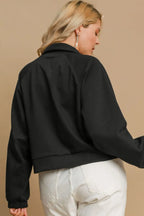Umgee Full Size Half Zip Cropped Sweatshirt Plus Size - LoveNest Treasures