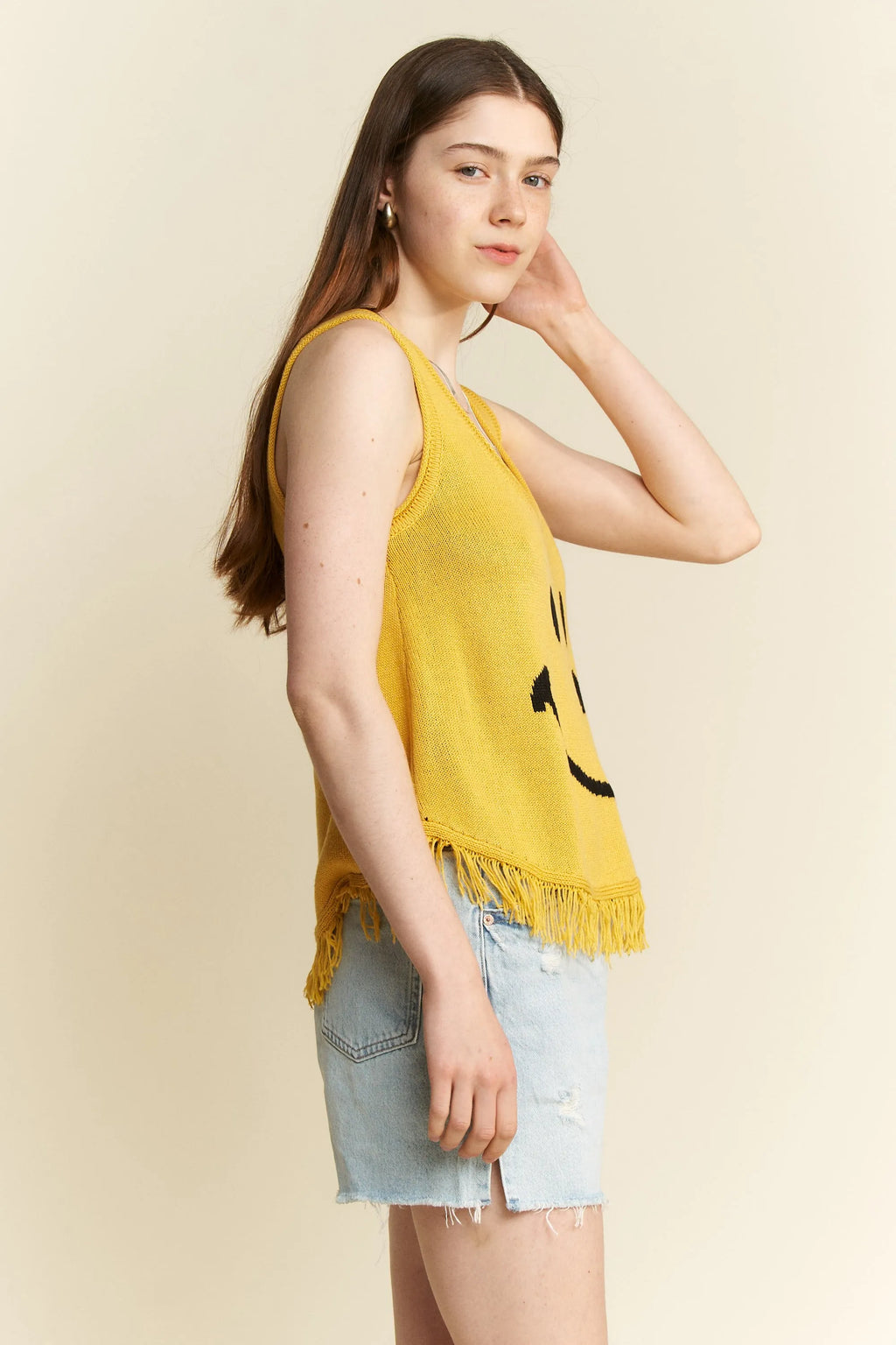 Jade By Jane Full Size Smiley Fringe Tank Top Plus Size - LoveNest Treasures