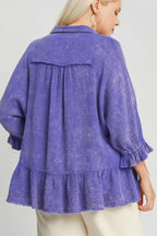Umgee Plus Size Size Mineral Washed Cotton Gauze Top - LoveNest Treasures