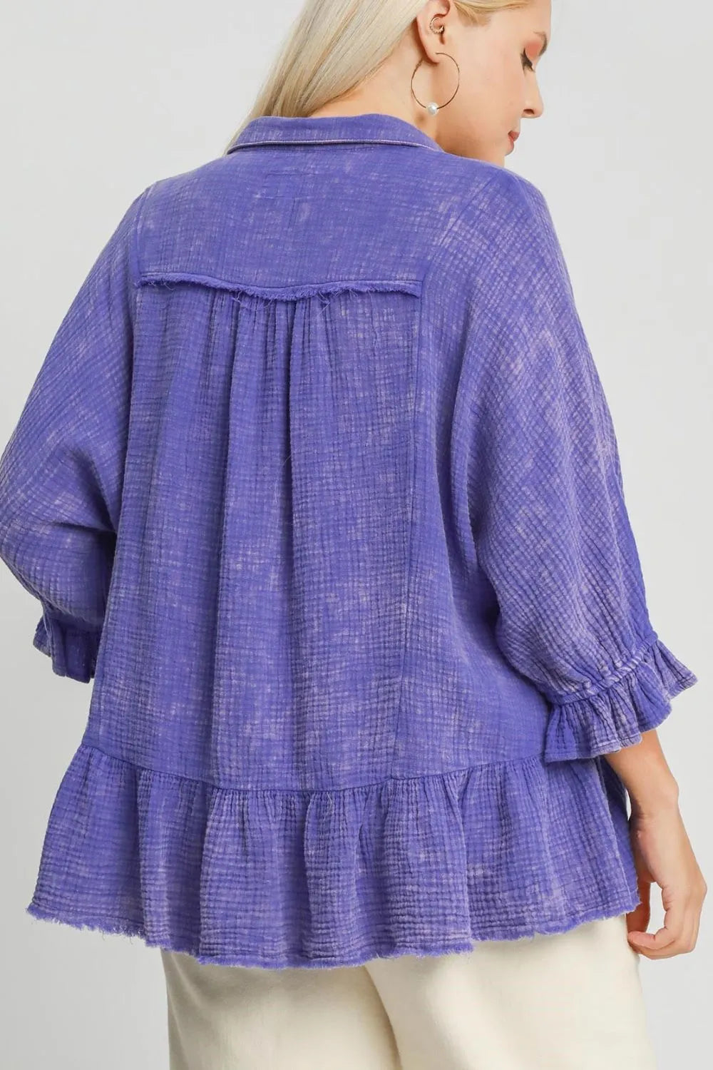 Umgee Plus Size Size Mineral Washed Cotton Gauze Top - LoveNest Treasures