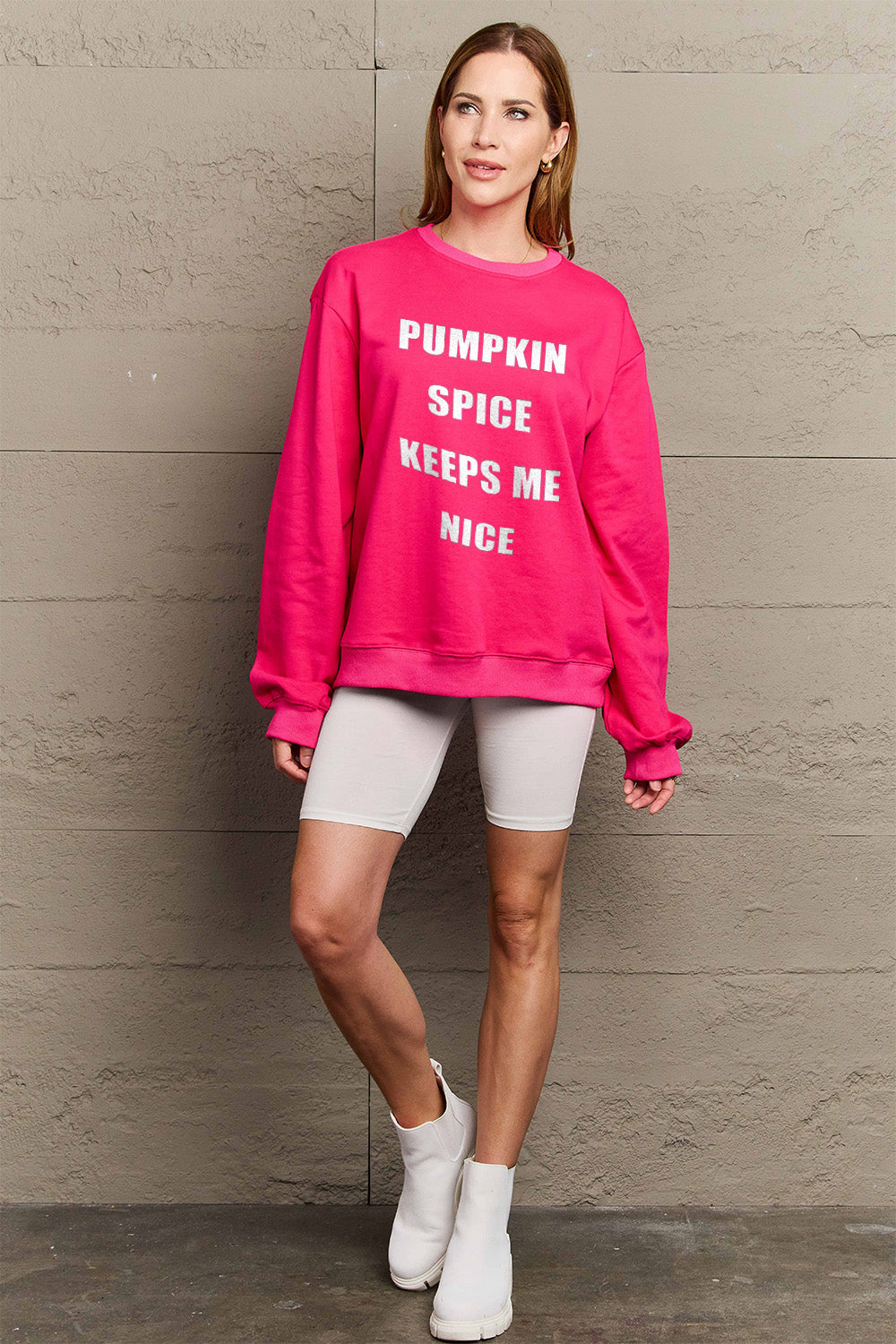 Simply Love Full Size Letter Graphic Sweatshirt - LoveNest Treasures