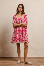 BiBi Aztec Woven Printed Contrast Binding Dress - LoveNest Treasures