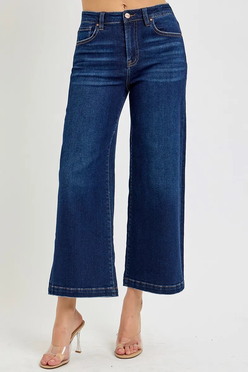 RISEN High Rise Crop Wide Jeans - LoveNest Treasures