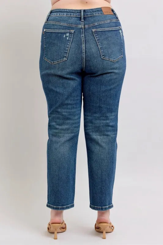 Judy Blue Full Size High Waisted Rigid Magic Non-destroy Straight Leg Jeans Plus Size - LoveNest Treasures