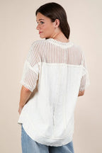 VERY J Full Size Oversized Contrast Knit Comfy Casual Top Plus Size - LoveNest Treasures