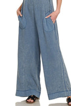 Zenana Double Gauze Washed Wide Leg Overalls - LoveNest Treasures