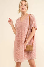 And The Why Woven Leopard Baby Doll Roll-Sleeve Casual Dress - LoveNest Treasures