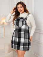 Honey Plus Size Plaid Wide Strap Overall Dress - LoveNest Treasures