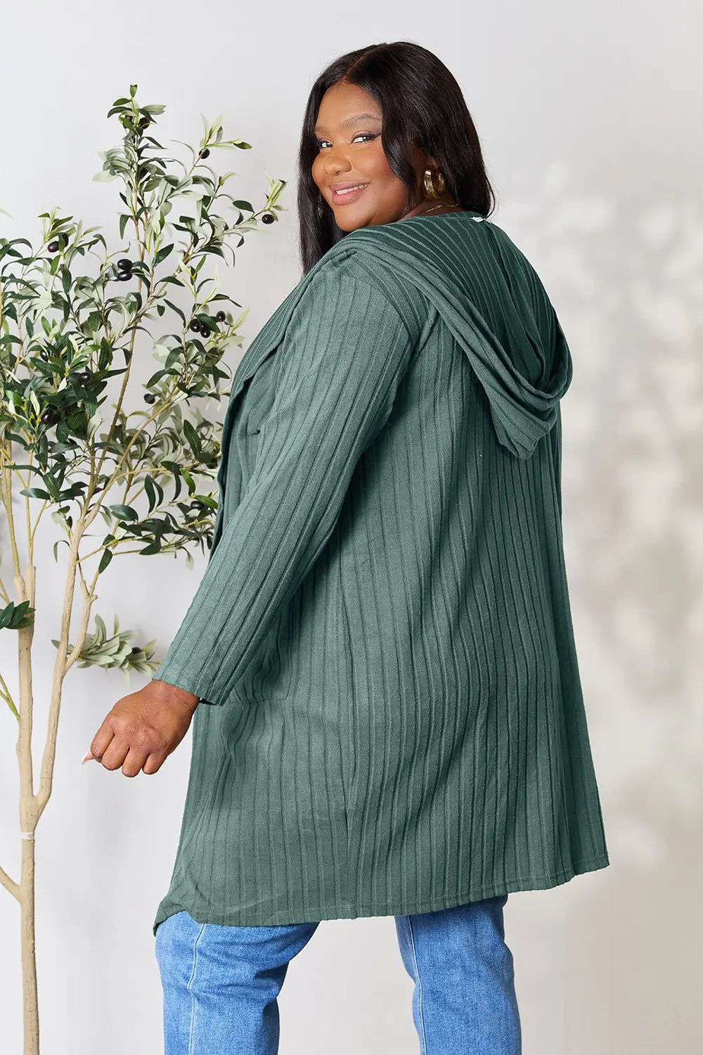 Basic Bae Full Size Hooded Sweater Cardigan - LoveNest Treasures