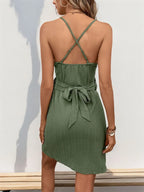 Perfee Crisscross Tied Surplice Mini Dress - LoveNest Treasures