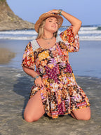 Plus Size Printed Round Neck Short Sleeve Dress - LoveNest Treasures