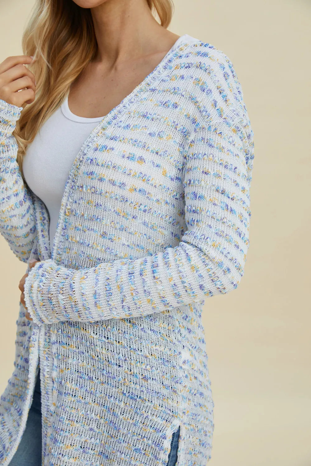 Double Take Full Size Open Front Longline Cardigan - LoveNest Treasures