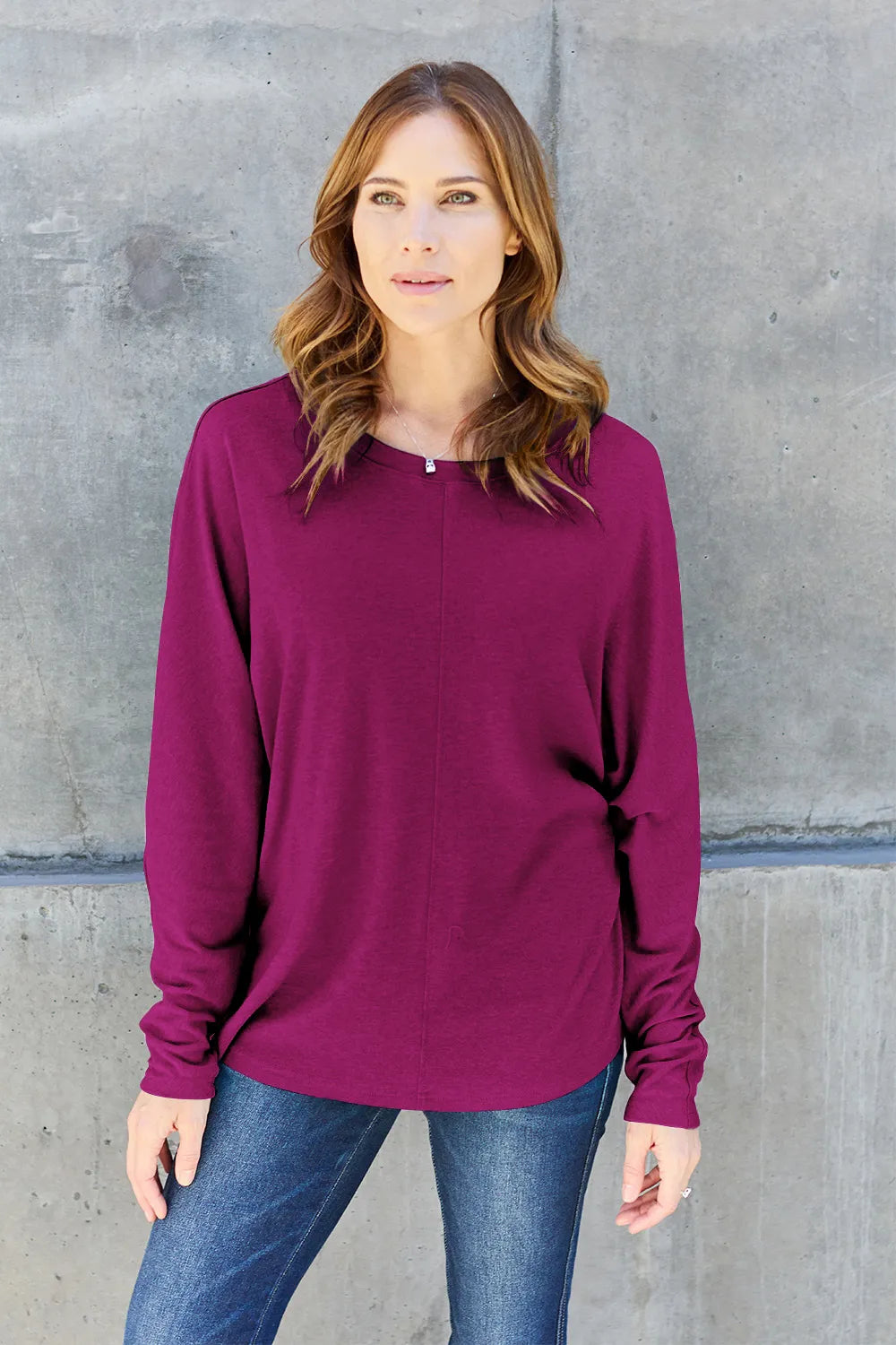 Double Take Full Size Round Neck Long Sleeve T-Shirt - LoveNest Treasures
