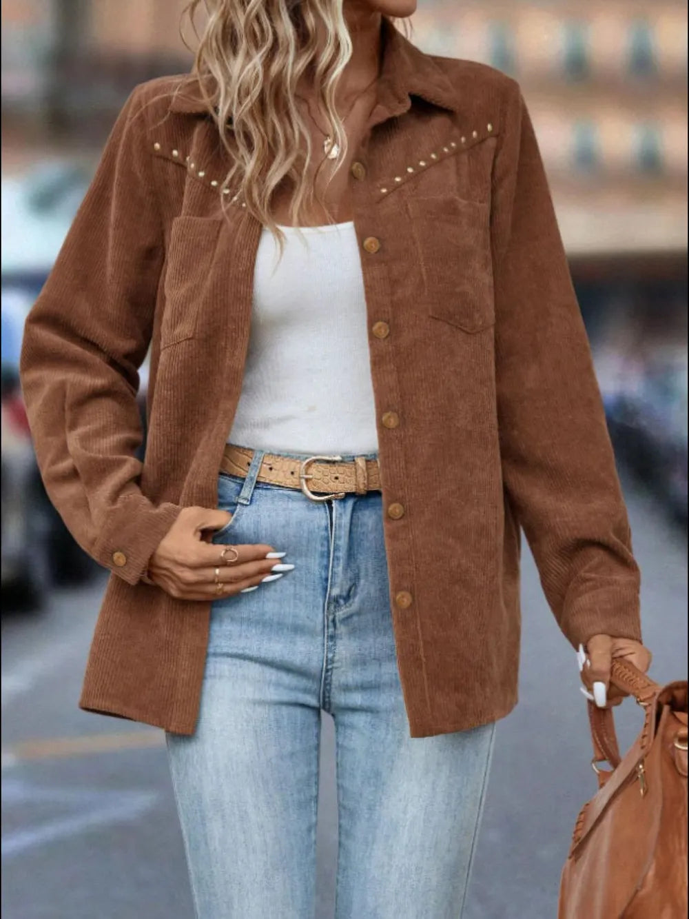 Button Down Long Sleeve Shacket - LoveNest Treasures