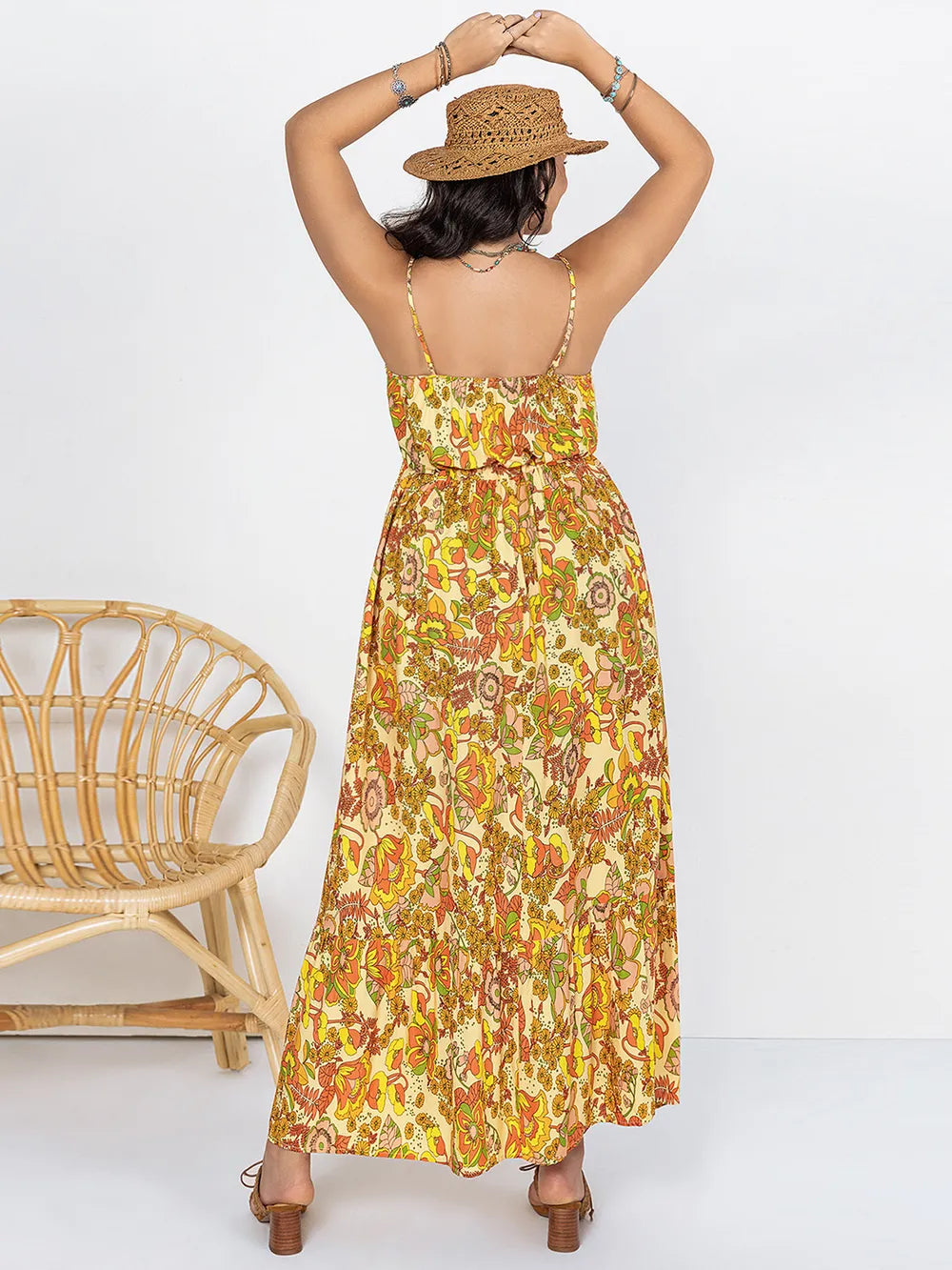 Plus Size Printed V-Neck Maxi Cami Dress - LoveNest Treasures