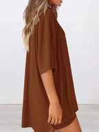 Full Size Oversized Round Neck Top and Shorts Set Plus Size - LoveNest Treasures