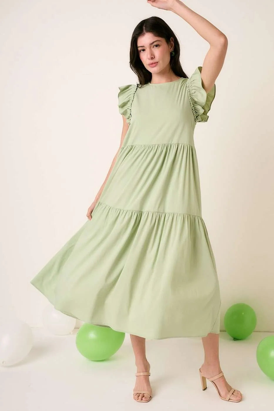 Mittoshop Ruffle Short Sleeve Tiered Maxi Dress - LoveNest Treasures
