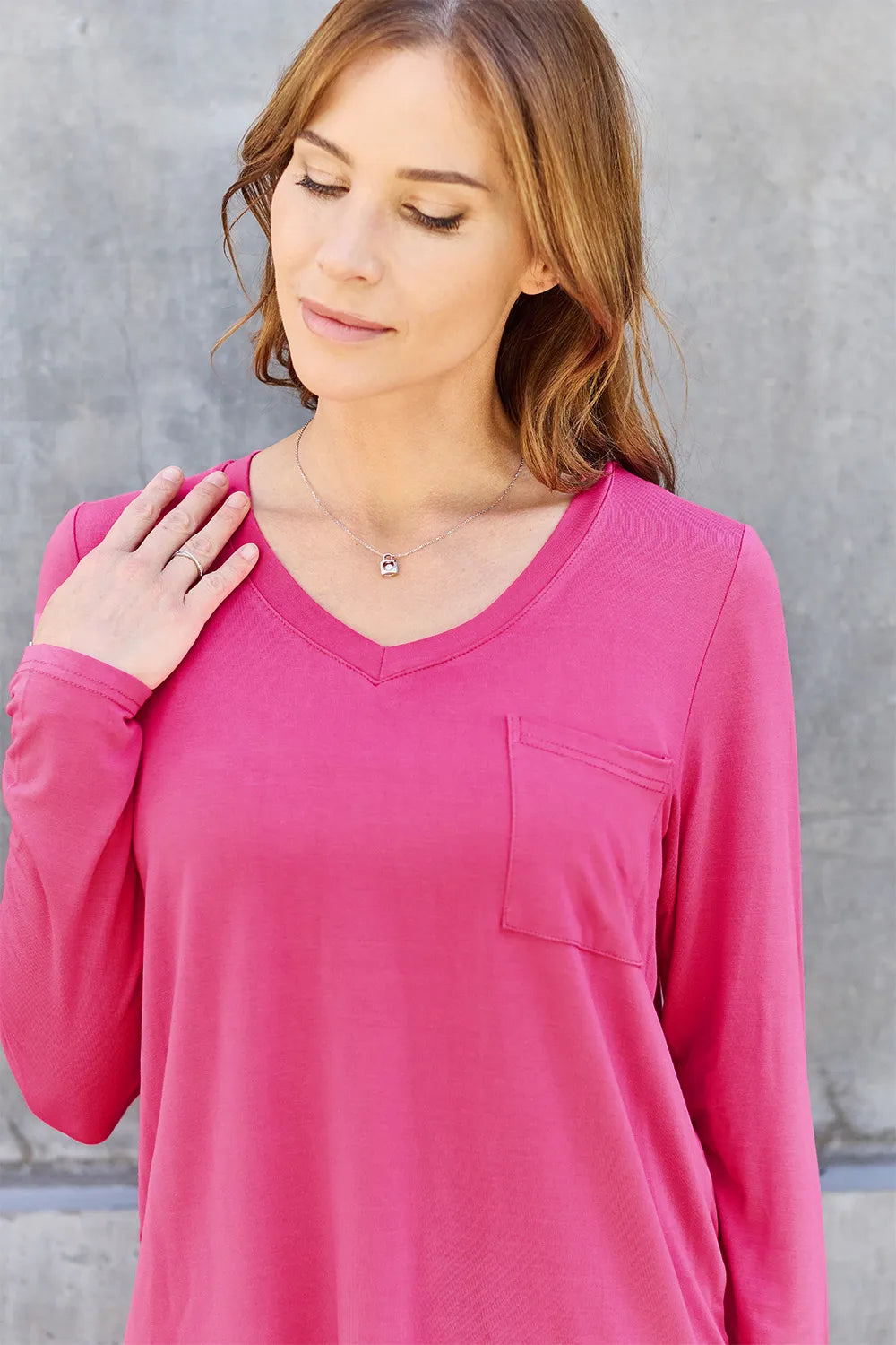 Basic Bae Full Size V-Neck Long Sleeve Top - LoveNest Treasures