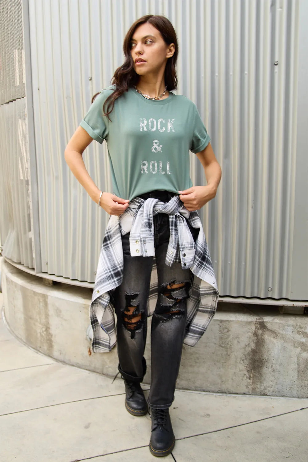 Simply Love Full Size ROCK & ROLL Short Sleeve T-Shirt - LoveNest Treasures