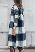 Double Take Full Size Plaid Button Up Lapel Collar Coat - LoveNest Treasures