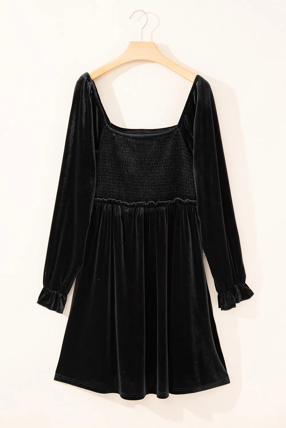 Plus Size Smocked Square Neck Long Sleeve Dress - LoveNest Treasures