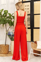 ADORA Full Size Smocking Top Wide Leg Jumpsuit Plus Size - LoveNest Treasures