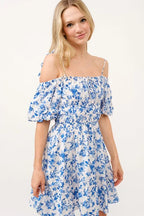 And The Why Off Shoulder Bubble Sleeve Dress - LoveNest Treasures