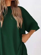 Full Size Oversized Round Neck Top and Shorts Set Plus Size - LoveNest Treasures