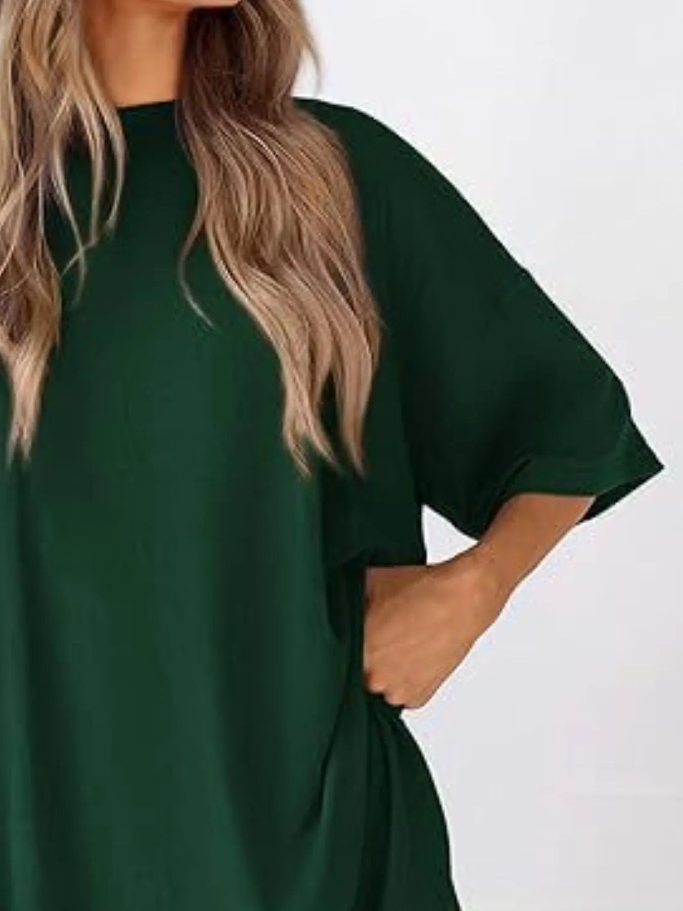 Full Size Oversized Round Neck Top and Shorts Set Plus Size - LoveNest Treasures